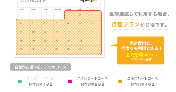 長期継続して利用する場合、月額プランがお得です。