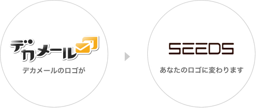 デカメールのロゴがあなたのロゴに変わります